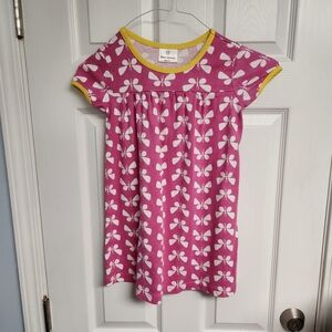 Hanna Andersson Pink Dress with White Butterflies and Yellow Trim
